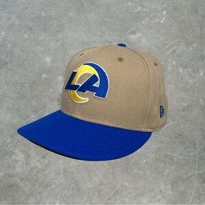 New Era Los Angeles Rams 59Fifty Fitted Cap Size 7 1/8 Tan/Blue NFL Football